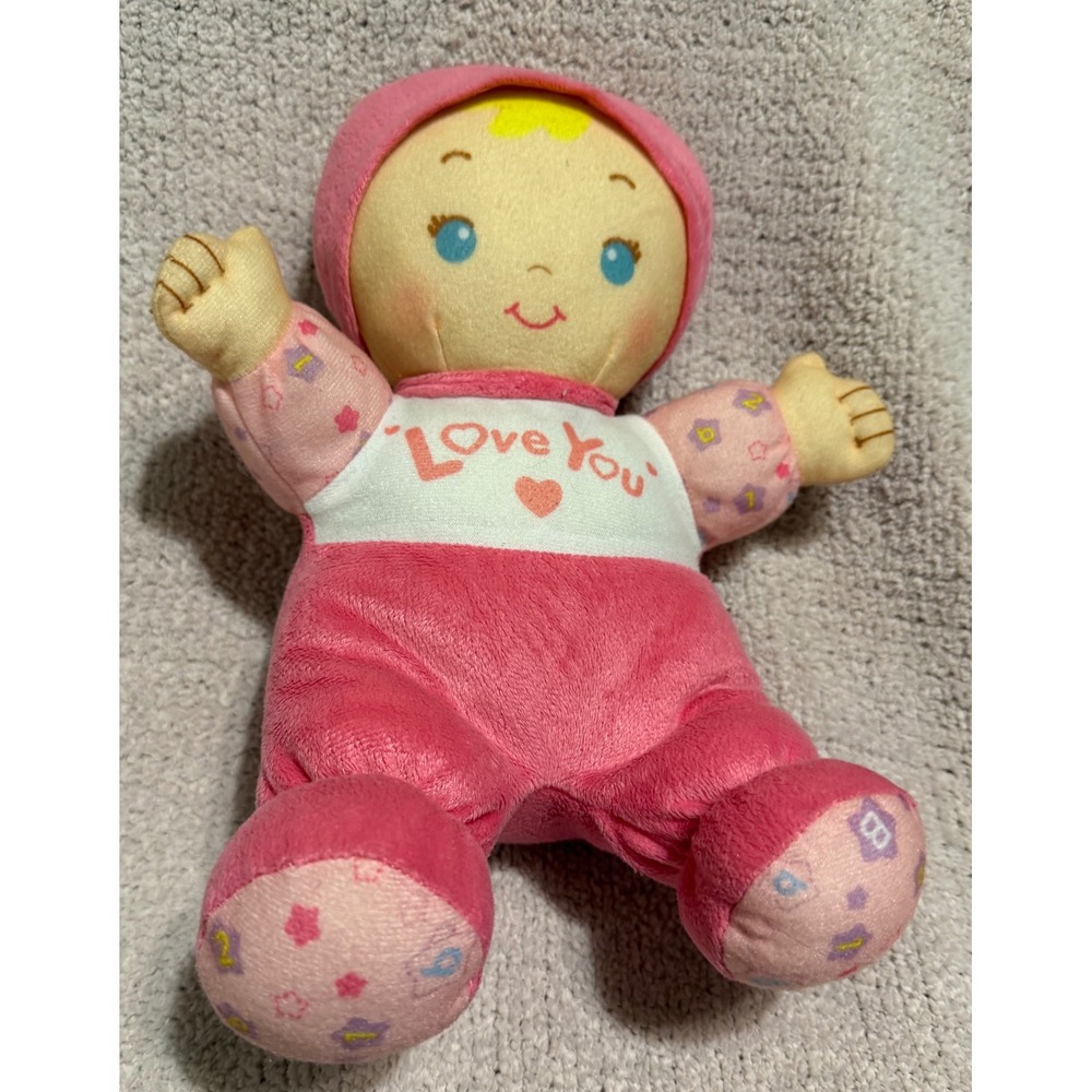 VTech Baby Love You Plush Doll Pink Soft Body Stuffed Toy Blue Eyes Heart